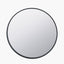 Black Wood Veneer and Mirrored Glass Round Wall Mirror