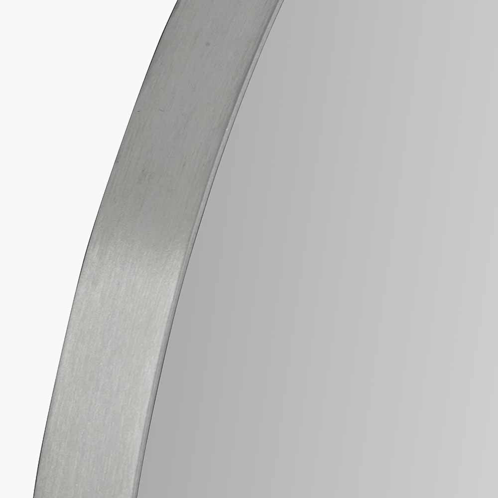 Brushed Silver Metal Slim Frame Round Wall Mirror Small