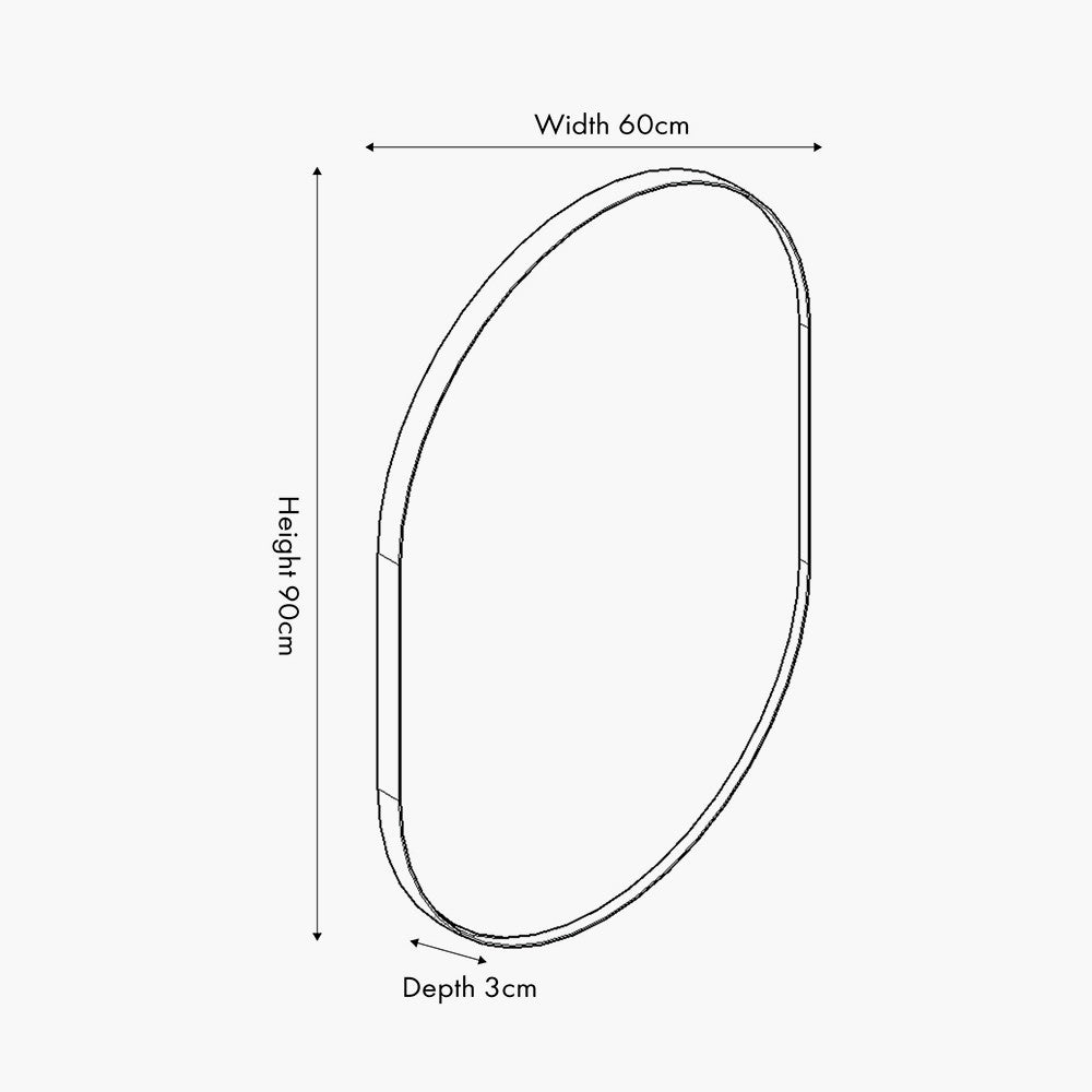 Brushed Gold Metal Slim Frame Oval Wall Mirror