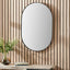 Black Metal Slim Frame Oval Wall Mirror