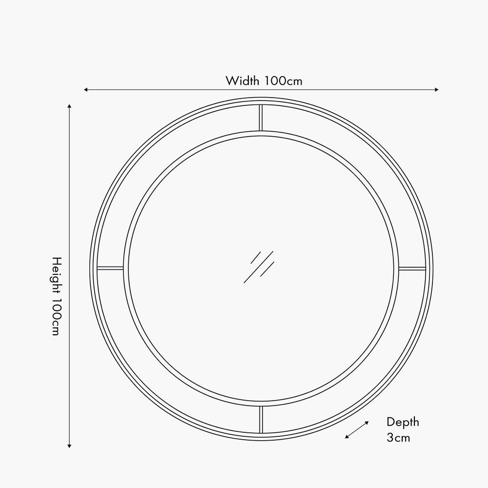 Antique Bronze Metal Round Wall Mirror Large