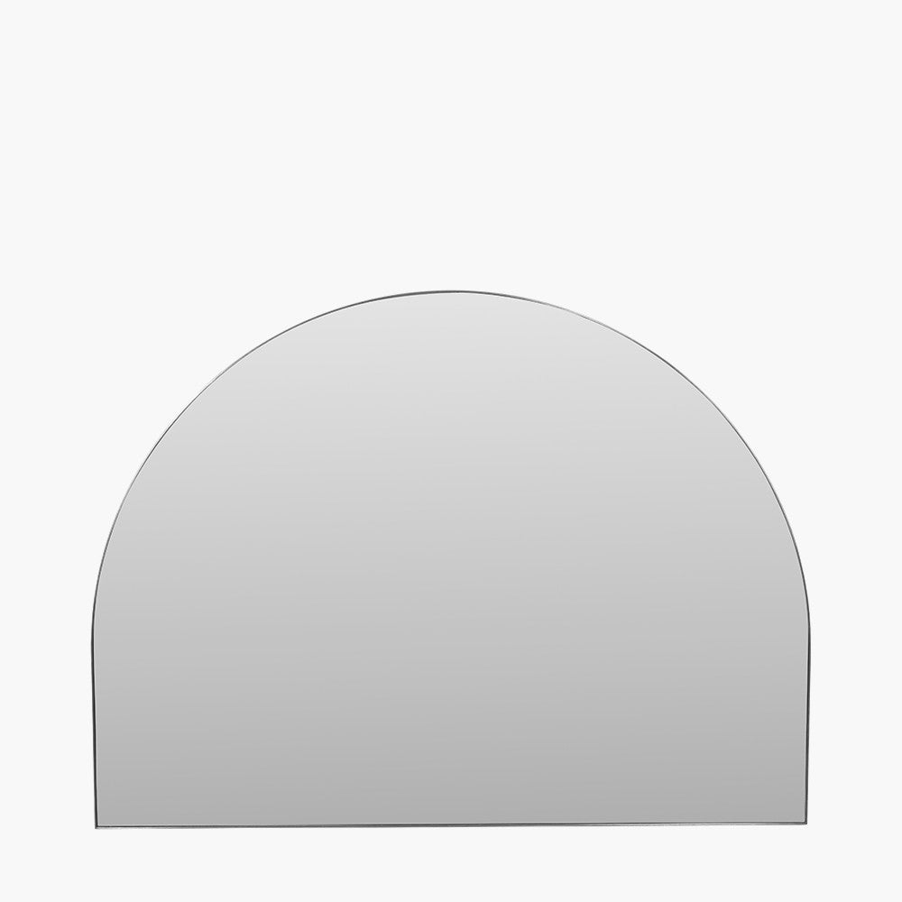 Brushed Silver Metal Slim Frame Wide Arch Wall Mirror