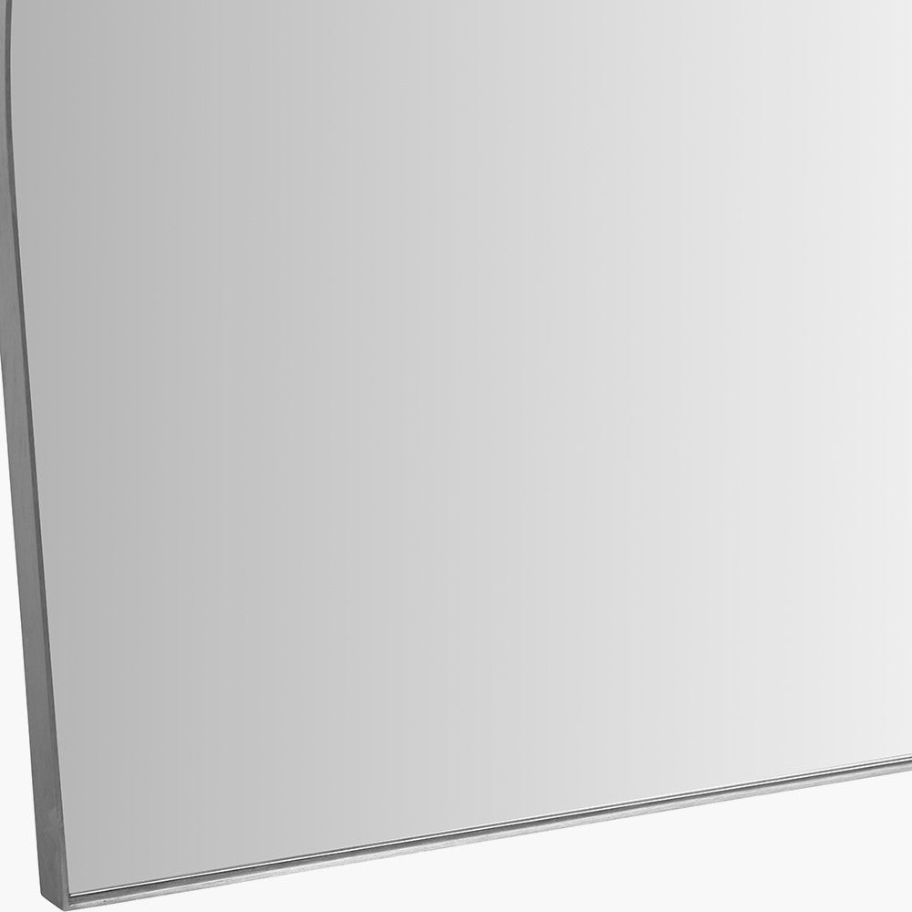 Brushed Silver Metal Slim Frame Wide Arch Wall Mirror