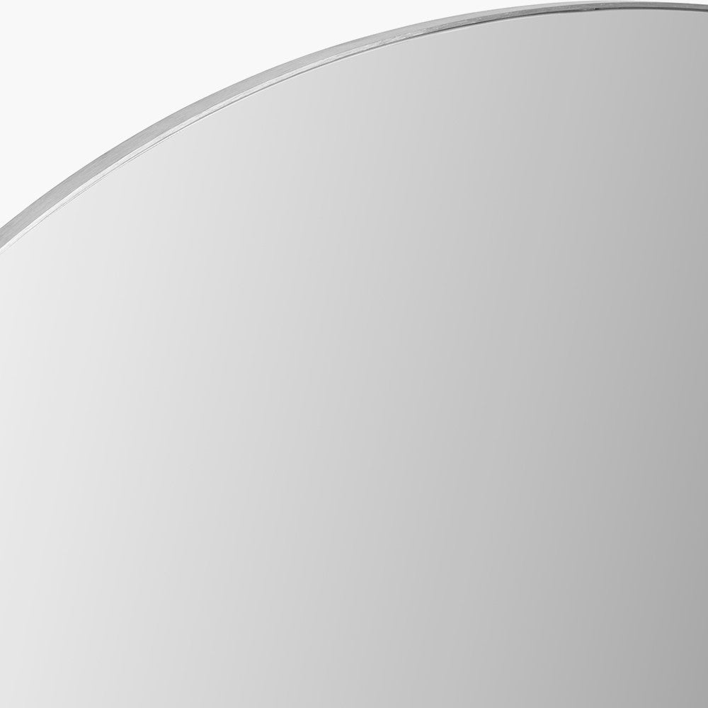 Brushed Silver Metal Slim Frame Tall Arch Wall Mirror