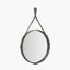 Peppercorn Leather Frame Round Wall Mirror