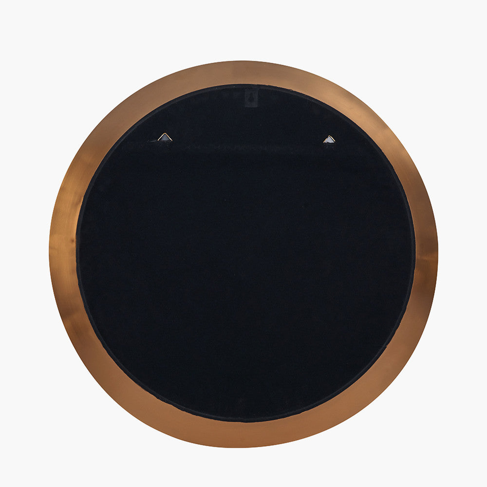 Burnished Gold Metal Angled Frame Round Mirror Large