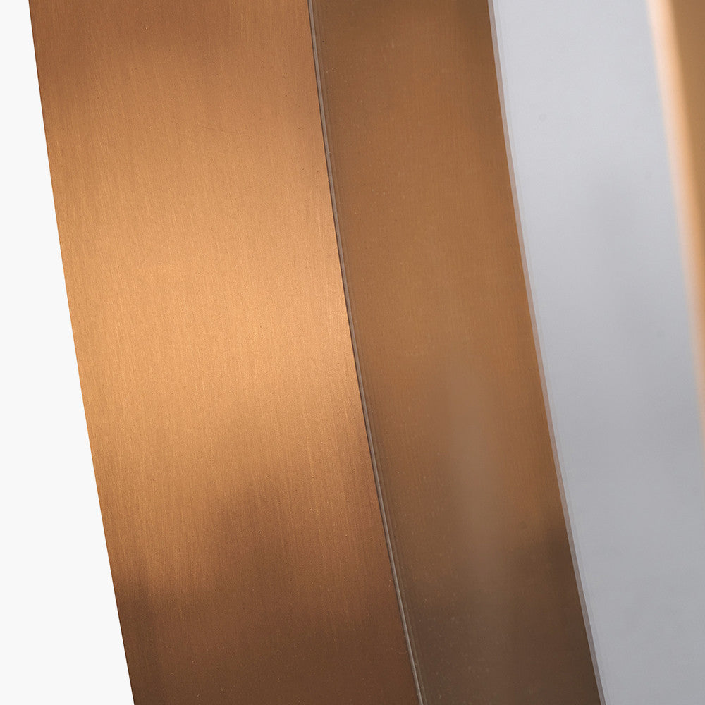 Burnished Gold Metal Angled Frame Round Mirror Large