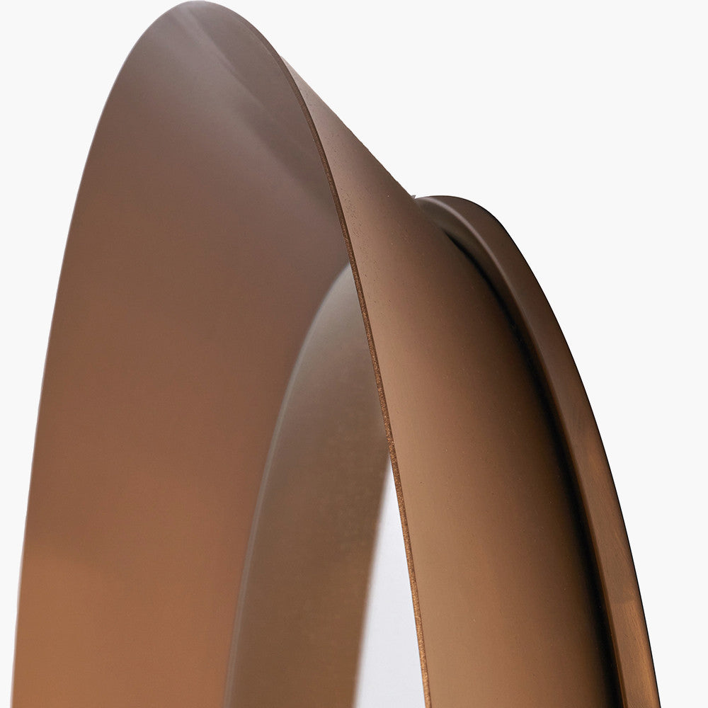 Burnished Gold Metal Angled Frame Round Mirror Large