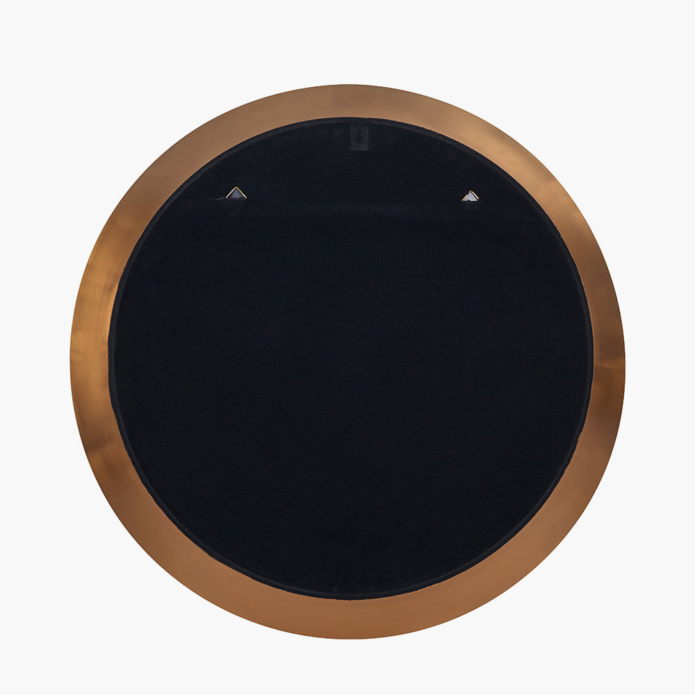 Burnished Gold Metal Angled Frame Round Mirror