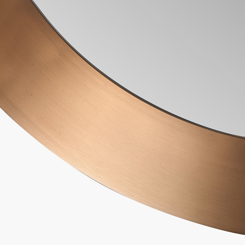 Burnished Gold Metal Angled Frame Round Mirror