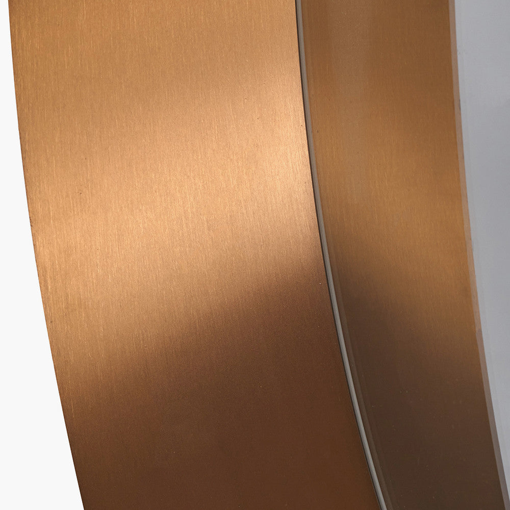 Burnished Gold Metal Angled Frame Round Mirror