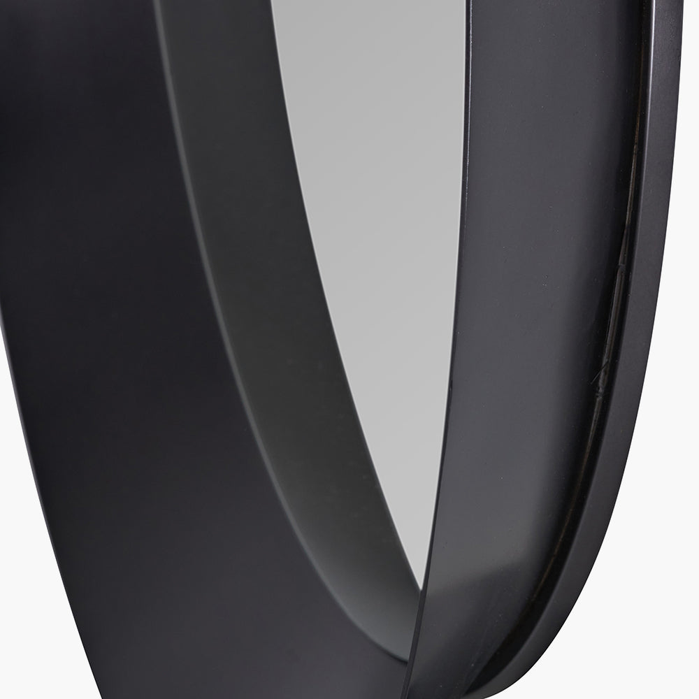 Graphite Metal Angled Frame Round Mirror Large