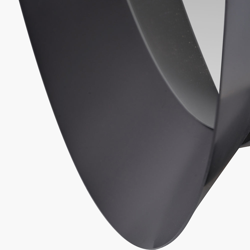 Graphite Metal Angled Frame Round Mirror Large