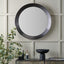 Graphite Metal Angled Frame Round Mirror Large