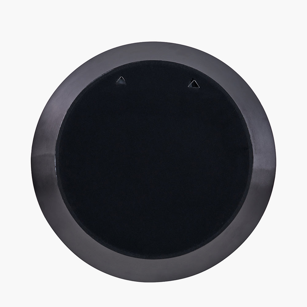 Graphite Metal Angled Frame Round Mirror