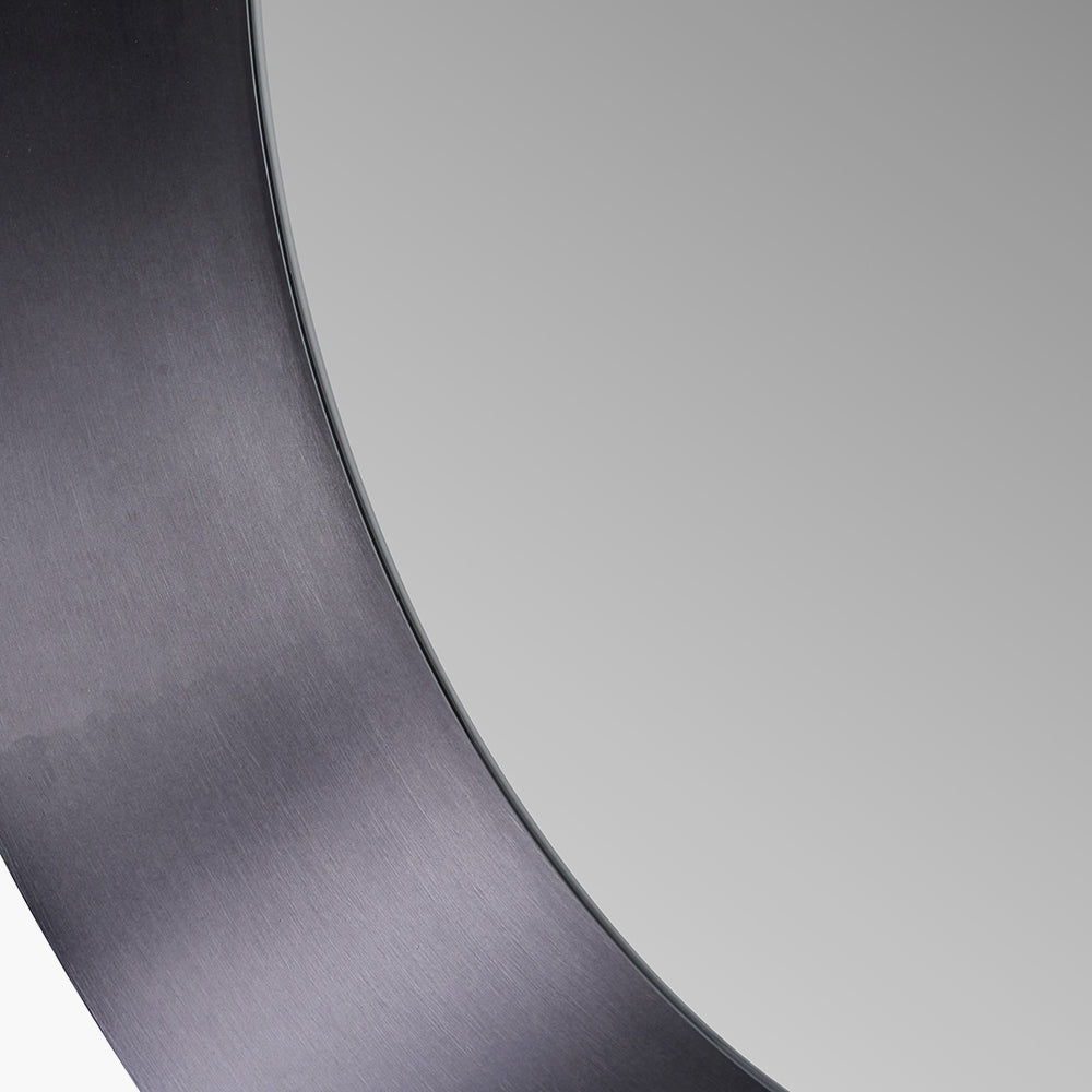 Graphite Metal Angled Frame Round Mirror