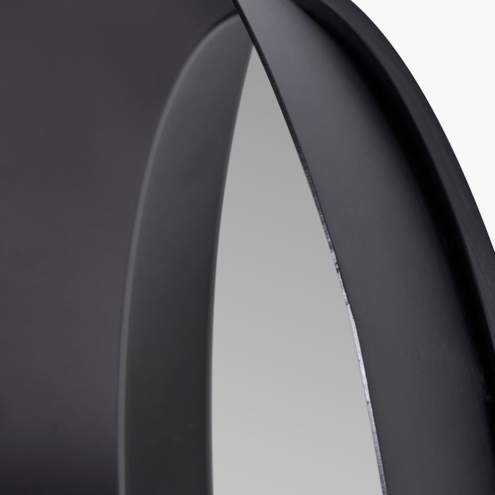 Graphite Metal Angled Frame Round Mirror