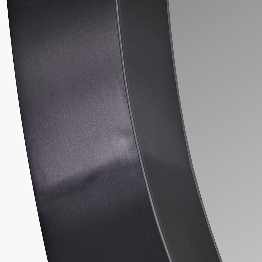 Graphite Metal Angled Frame Round Mirror