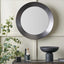 Graphite Metal Angled Frame Round Mirror