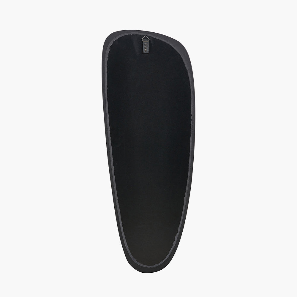 Black Wood Veneer Teardrop Shaped Wall Mirror