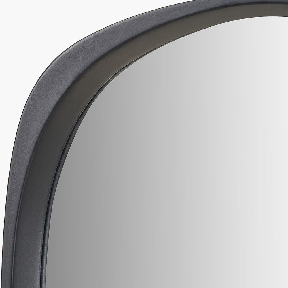 Black Wood Veneer Teardrop Shaped Wall Mirror