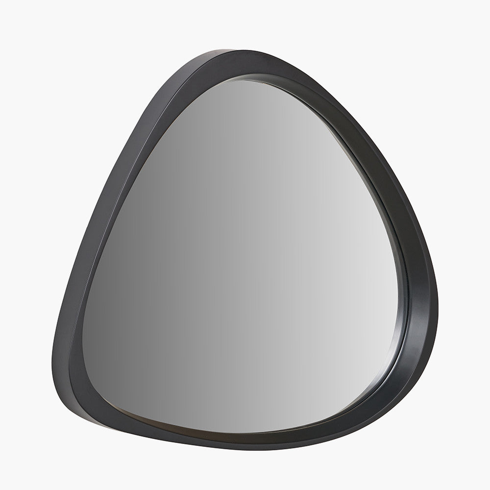 Black Wood Veneer Curved Wall Mirror