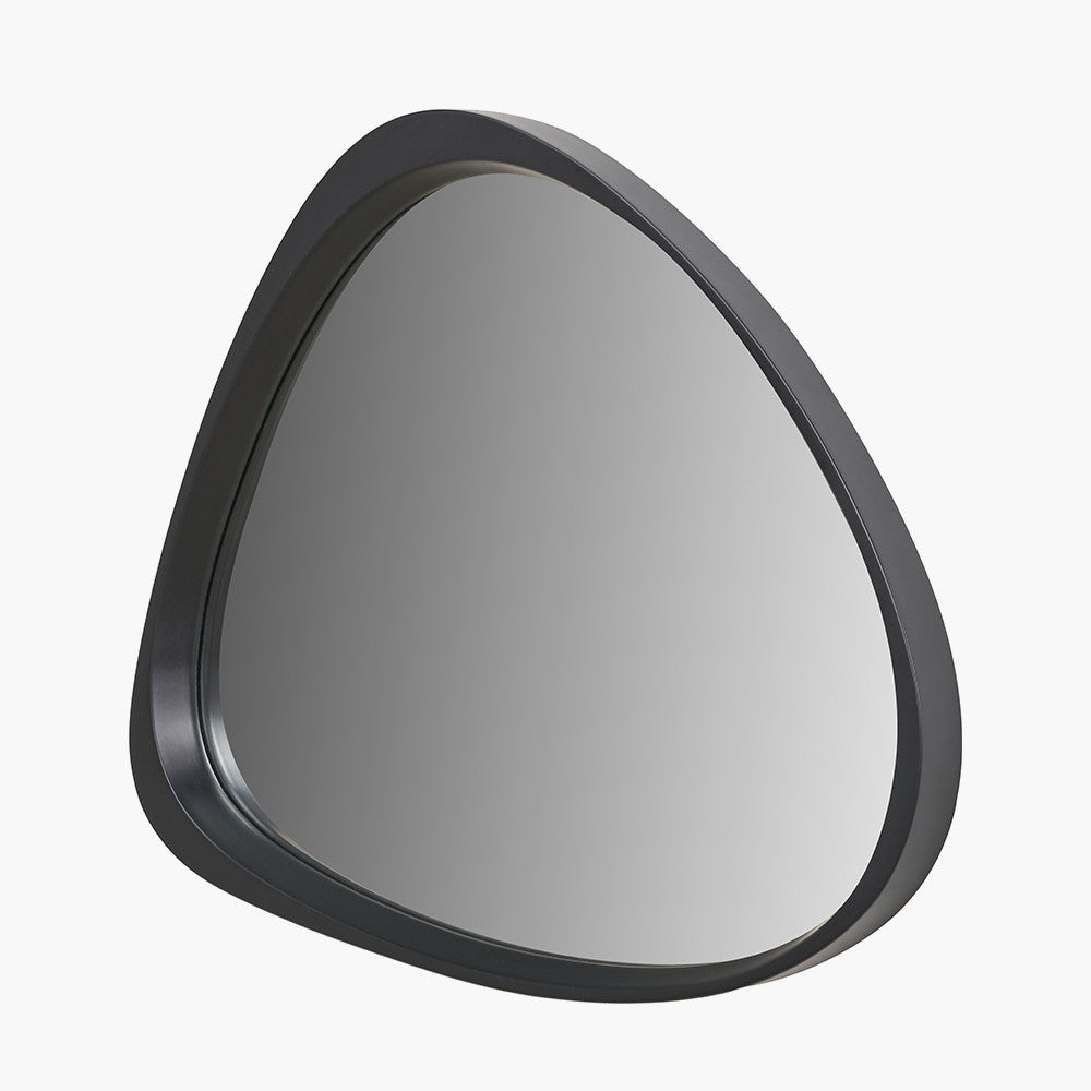Black Wood Veneer Curved Wall Mirror