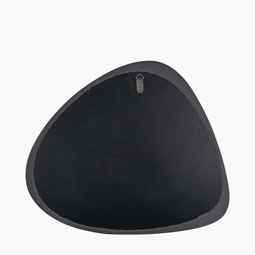 Black Wood Veneer Curved Wall Mirror