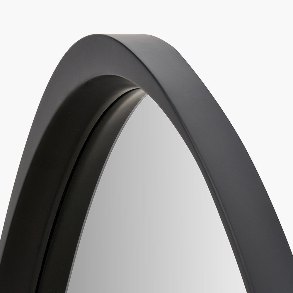 Black Wood Veneer Curved Wall Mirror