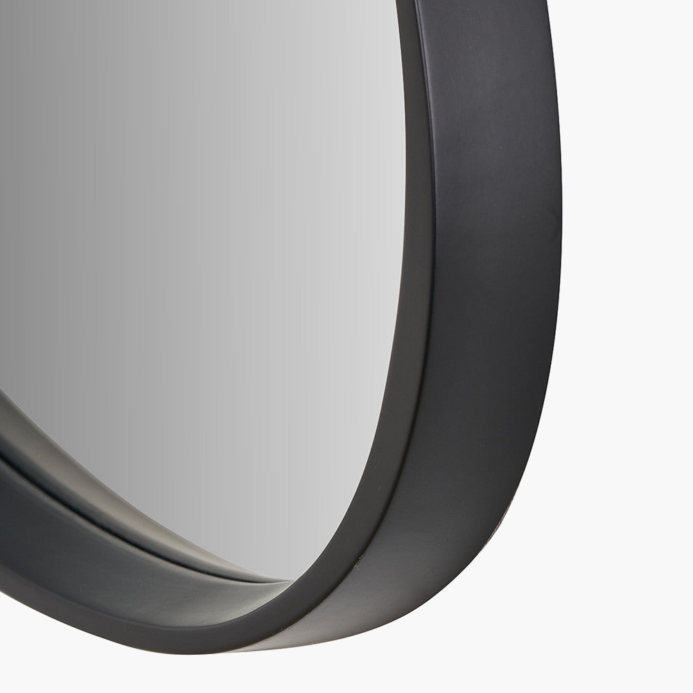 Black Wood Veneer Curved Wall Mirror