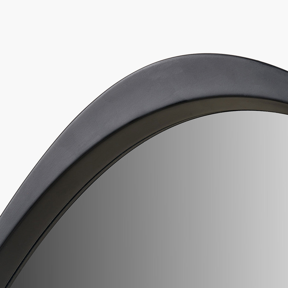 Black Wood Veneer Curved Wall Mirror