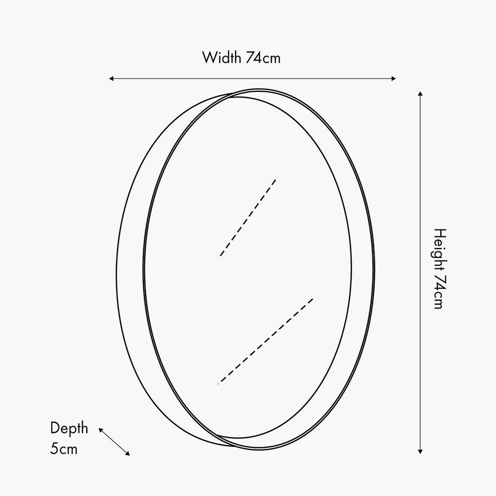 Black Wood Veneer Deep Edge Round Wall Mirror Large
