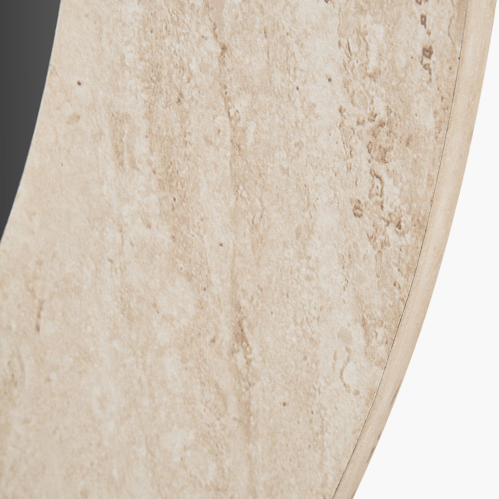 Tivoli Travertine Effect Veneer Round Wall Mirror