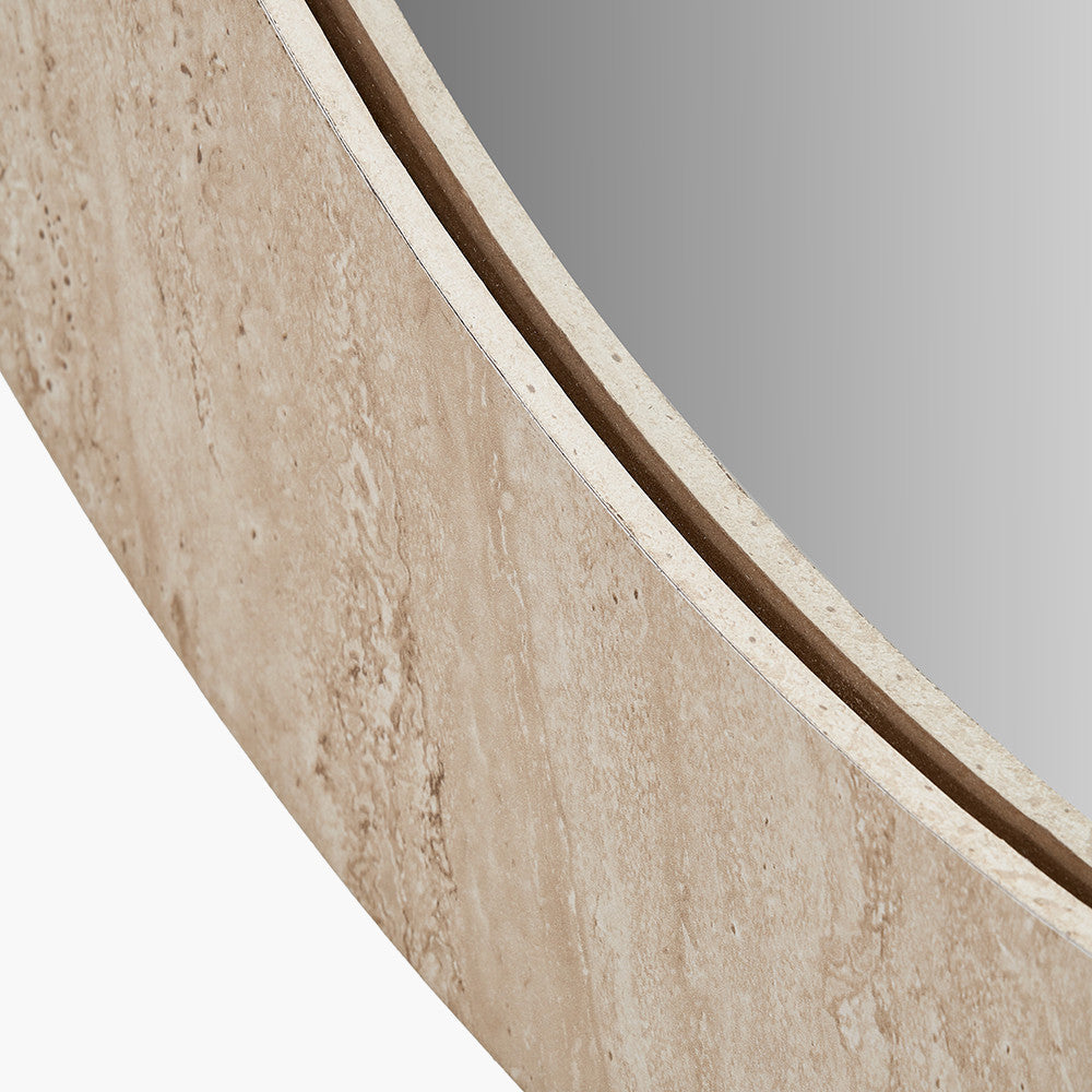 Tivoli Travertine Effect Veneer Round Wall Mirror