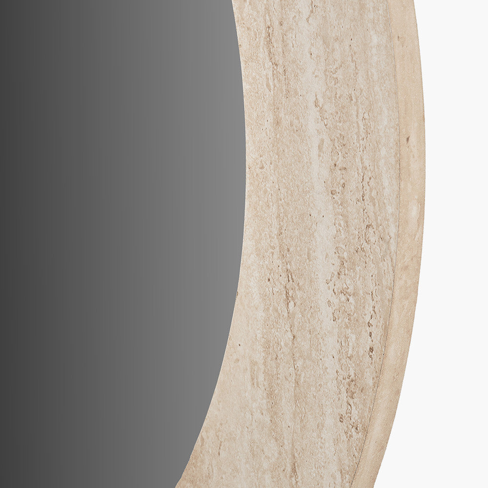Tivoli Travertine Effect Veneer Round Wall Mirror