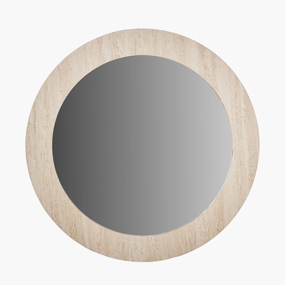 Tivoli Travertine Effect Veneer Round Wall Mirror