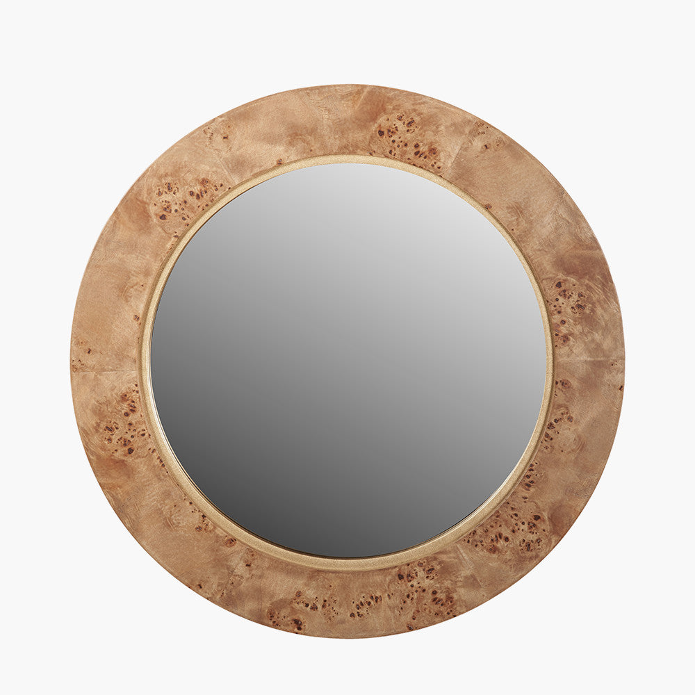 Newborough Burr Wood Effect Round Wall Mirror