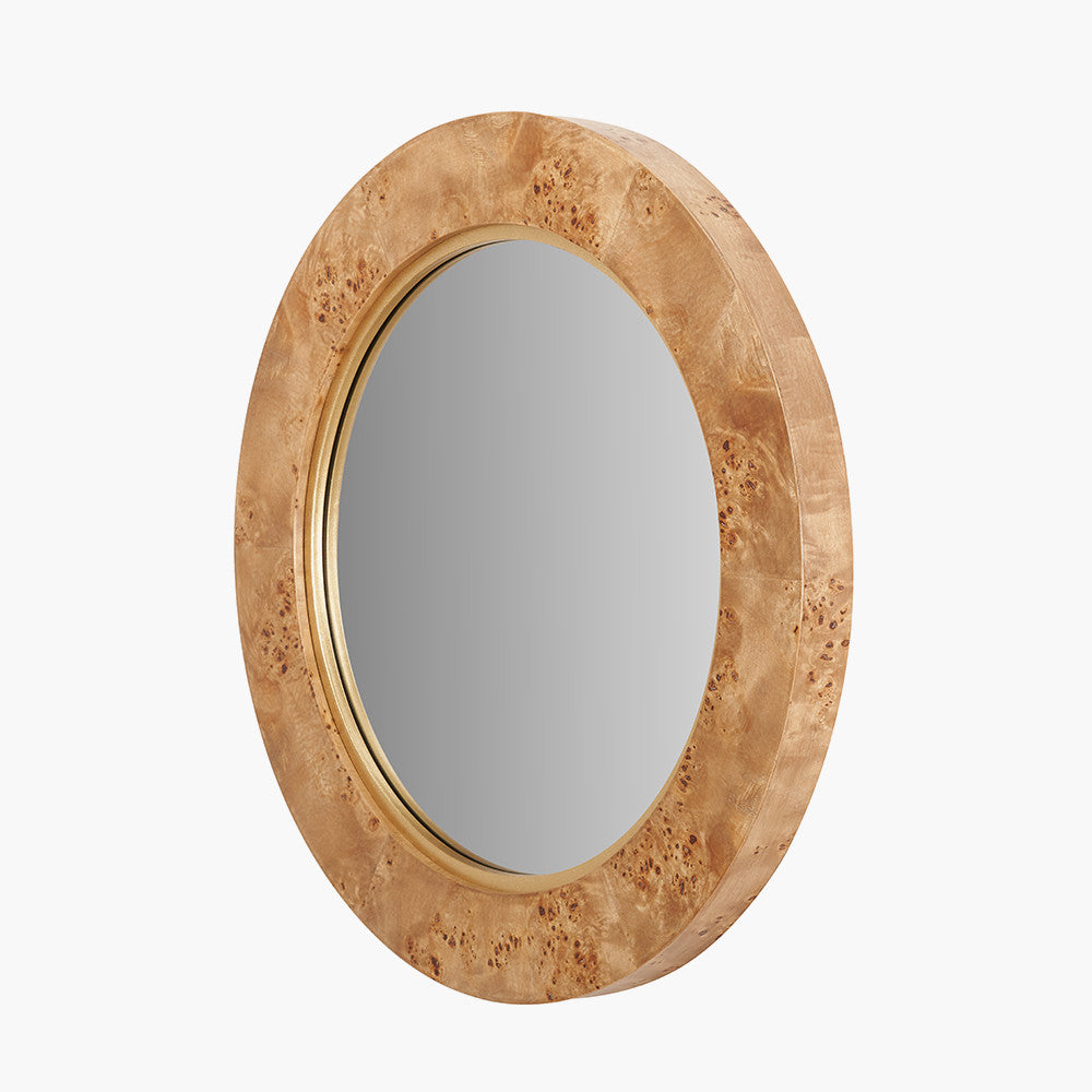 Newborough Burr Wood Effect Round Wall Mirror