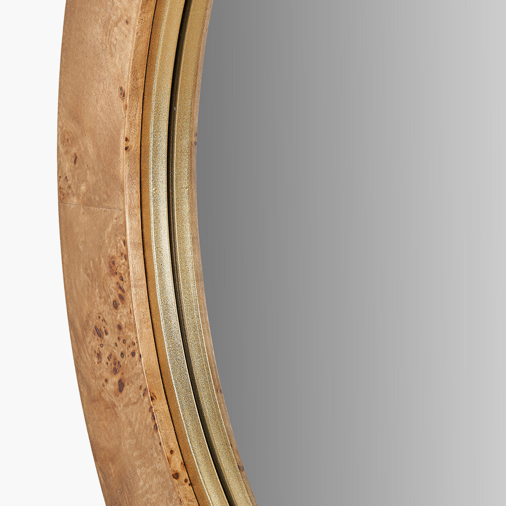 Newborough Burr Wood Effect Round Wall Mirror