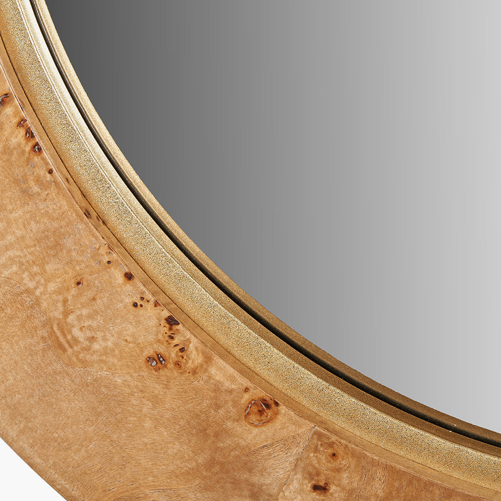 Newborough Burr Wood Effect Round Wall Mirror