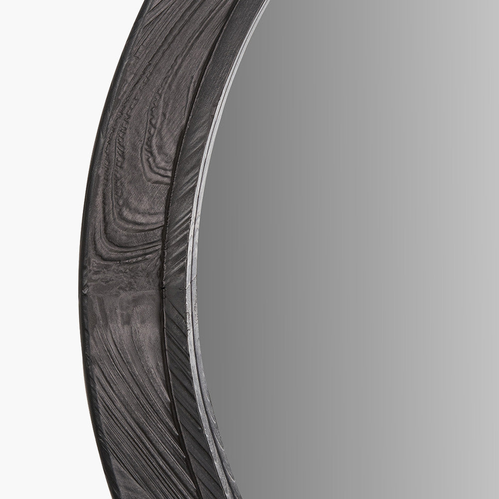 Elwood Black Fir Wood Effect Round Wall Mirror