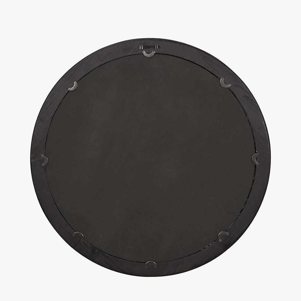 Elwood Black Fir Wood Effect Round Wall Mirror