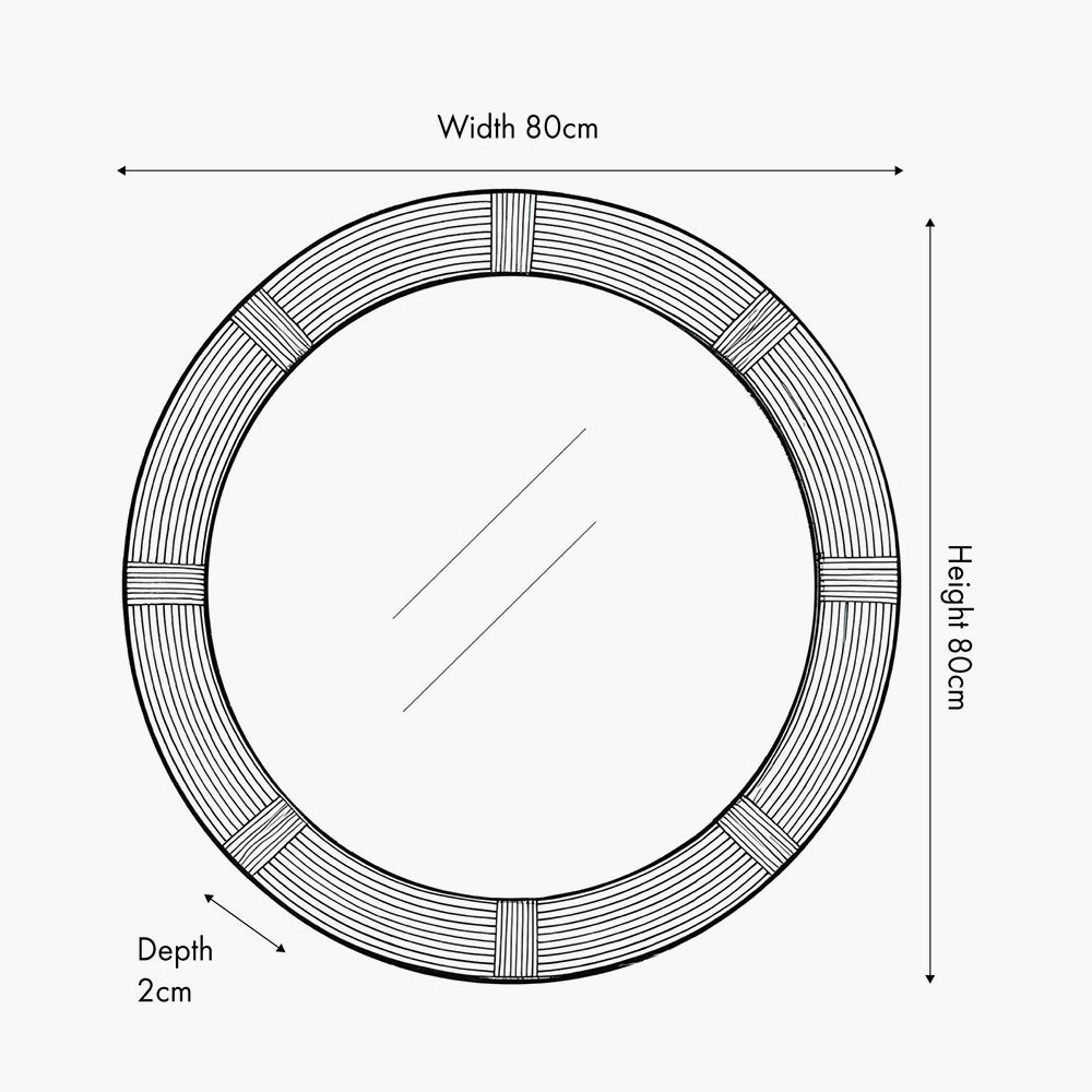 Natural Rattan Frame Round Wall Mirror