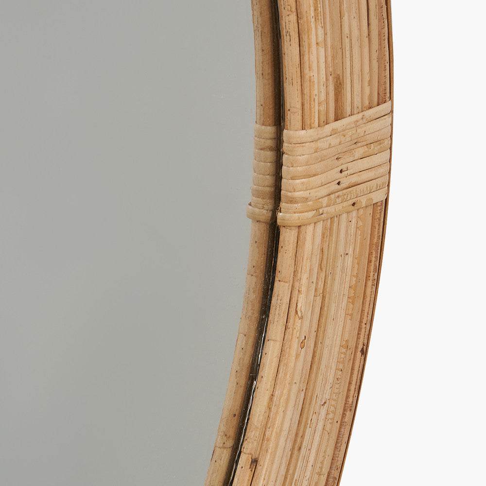 Natural Rattan Frame Round Wall Mirror