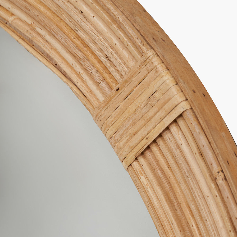 Natural Rattan Frame Round Wall Mirror