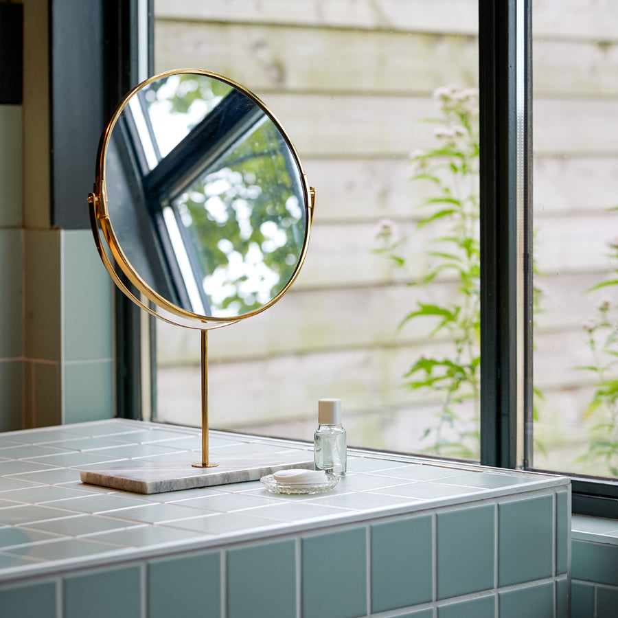 Mirror on base 24x9x40,5 cm RIESCO marble white-gold