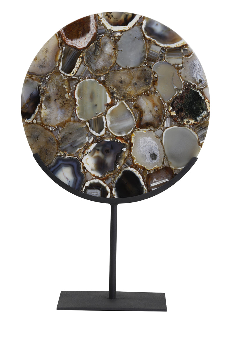 Ornament on base 35x12x50 cm GOUYA agate brown+matt black