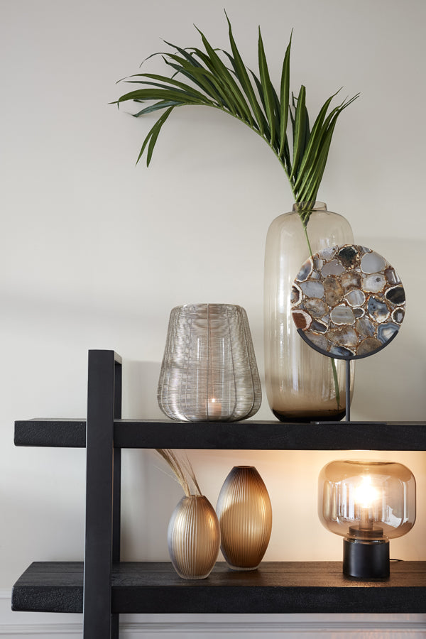 Ornament on base 35x12x50 cm GOUYA agate brown+matt black