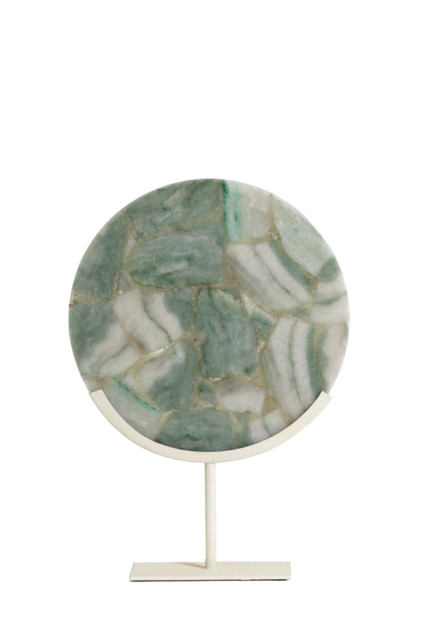 Ornament on base 35x12x50 cm GOUYA green agate+cream