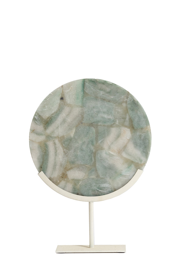 Ornament on base 35x12x50 cm GOUYA green agate+cream